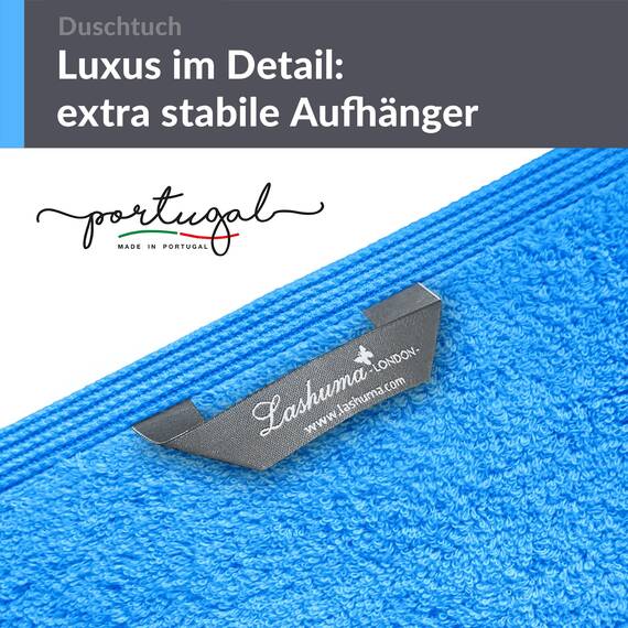 Lashuma Herren Duschtuch 70x140 cm Blau - Capri, London Baumwolle Schulter Badehandtuch