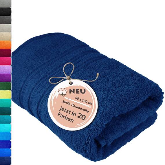 Lashuma Frotteehandtuch Männer 50x100 cm, London Flauschiges Handtuch Blau - Marine