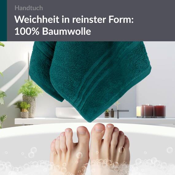 Lashuma Baumwollhandtuch 50x100 cm, London Flauschiges Frottee Kinderhandtuch Grün - Opal