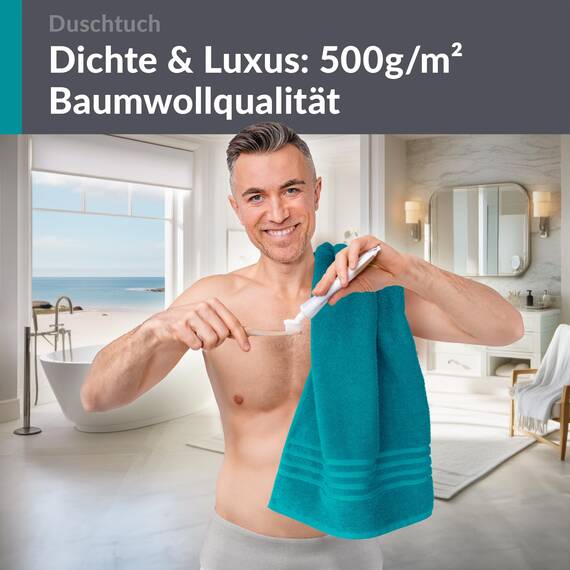 Lashuma Frottee Handtuch groß 70x140 cm, London Duschtuch in Hotelqualität Grün - Nautic
