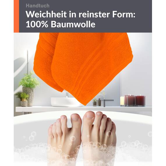 Lashuma Baumwollhandtuch 50x100 cm, London Frottee Handtuch Set Orange - Clementinen