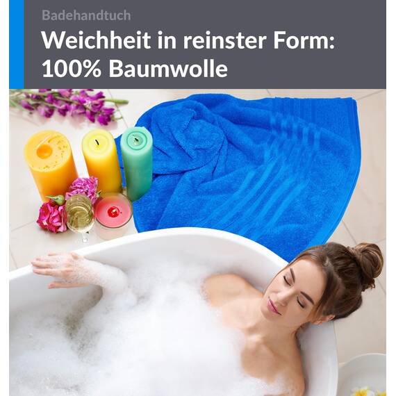 Lashuma Schulter Badehandtuch 100x150 cm, London maritimes Duschtuch Baumwolle - Karibik Blau, Kompakt und Praktisch für Herren und Damen