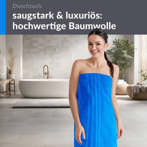 Lashuma Luxus Duschhandtuch 70x140 cm, London XXL Frottee Badetuch für Männer Karibik Blau, Weich, Saugfähig