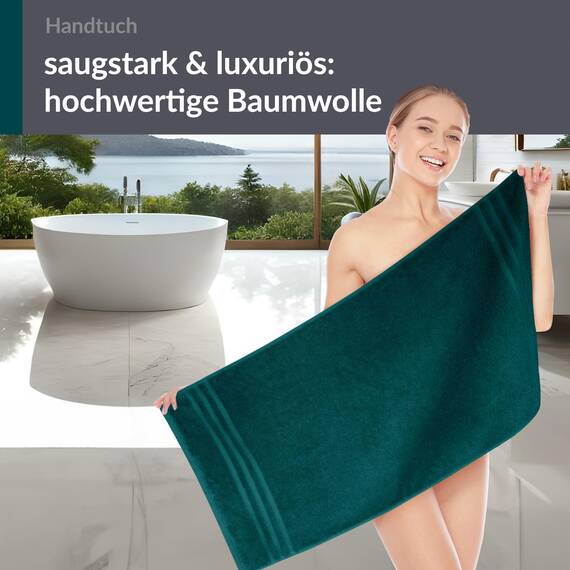 Lashuma Baumwollhandtuch 50x100 cm, London Flauschiges Frottee Kinderhandtuch Grün - Opal