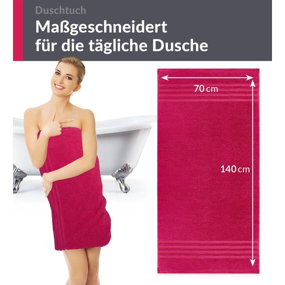Lashuma Duschtuch 70x140 cm Baumwolle, London Flauschiges Badetuch Rot - Rhabarber