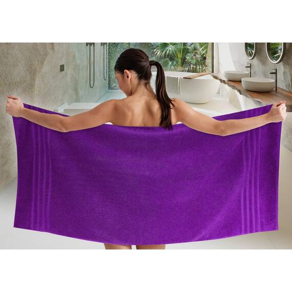 Lashuma Duschtuch groß 70x140 cm, London Frottee Handtuch weich Lila - Aubergine