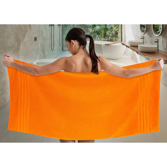 Lashuma Frottee Badetuch 70x140 cm Orange - Clementinen, London Handtuch - Duschtuch 70x140 cm