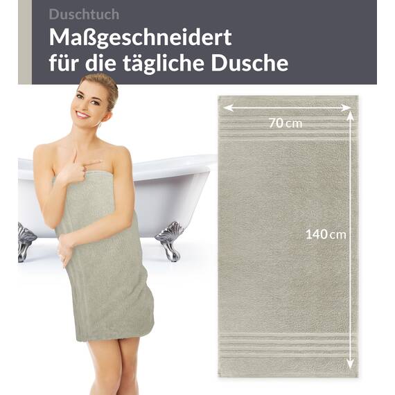 Lashuma großes Duschhandtuch 70x140 cm, London Luxus Handtuch - Badetuch für Männer Grau - Kiesel
