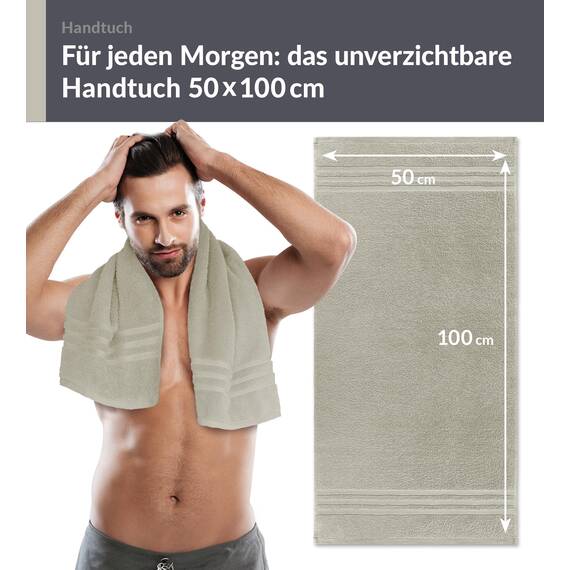 Lashuma kleines Frotteehandtuch 50x100 cm, London Baumwoll Handtuch Grau - Kiesel