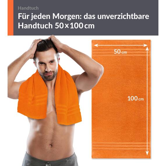 Lashuma Baumwollhandtuch 50x100 cm, London Frottee Handtuch Set Orange - Clementinen