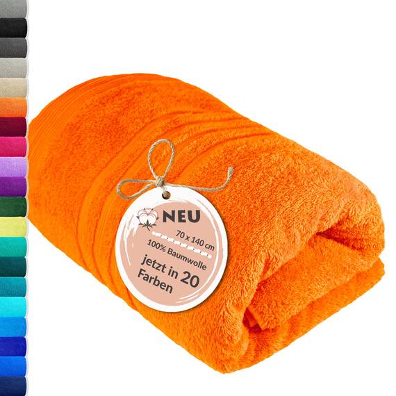 Lashuma Frottee Badetuch 70x140 cm Orange - Clementinen, London Handtuch - Duschtuch 70x140 cm