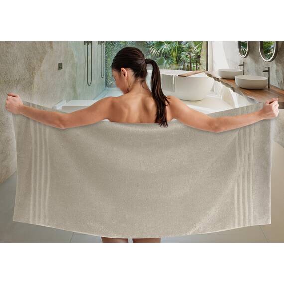 Lashuma großes Duschhandtuch 70x140 cm, London Luxus Handtuch - Badetuch für Männer Grau - Kiesel