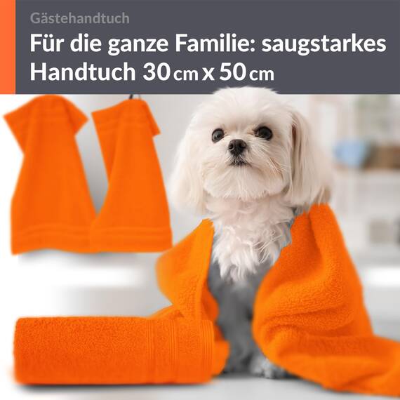 Lashuma Gästehandtücher Set 30x50 cm, London 4X kleine Handtücher Orange - Clementinen