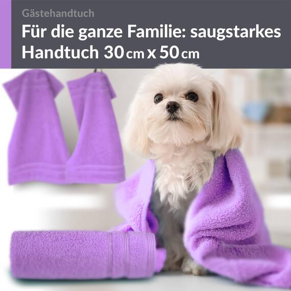 Lashuma 4er Set WC Gästehandtücher klein Lila - Flieder, London Kinderhandtücher Baumwolle 30x50 cm
