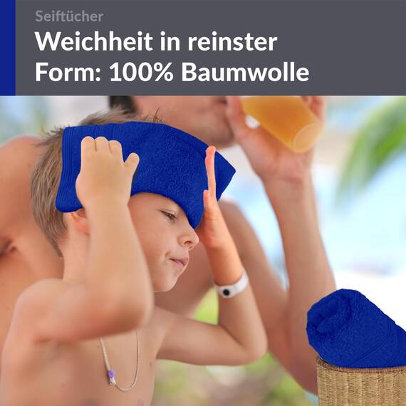 Lashuma Frottee Waschlappen Set 30x30 cm, London 2er Set Mini Handtücher Azur Blau, Weiche Kinderhandtuch aus Baumwolle