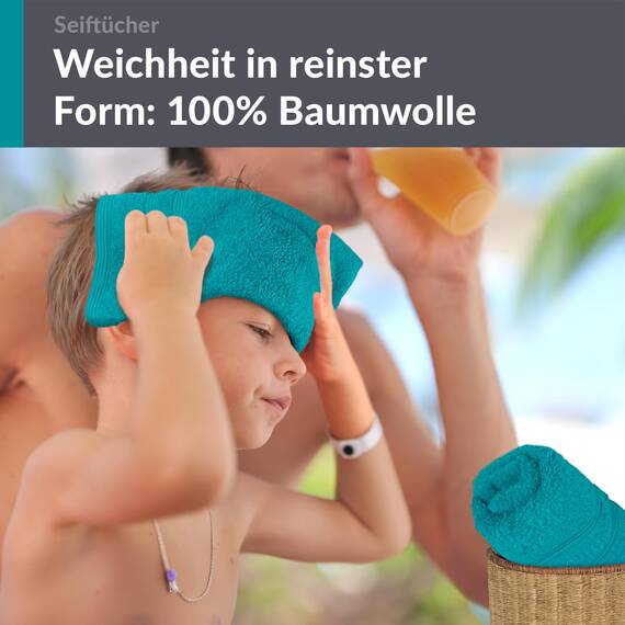 Lashuma 2er Set Waschlappen Frottee Grün - Nautic, London Badezimmer Gästetücher 30x30 cm