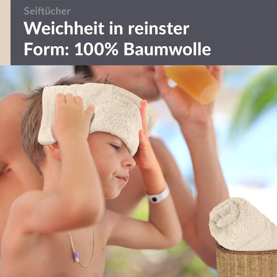 Lashuma Waschlappen Baby 30x30 cm Natur London 2er Set aus Baumwolle, Weiche Frottee Waschlappen für das Gesicht und Kinder