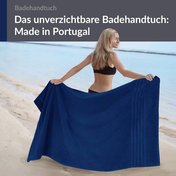 Lashuma Handtuch groß 100x150 cm, London saugstarkes XXL Frottee Duschtuch Blau - Marine