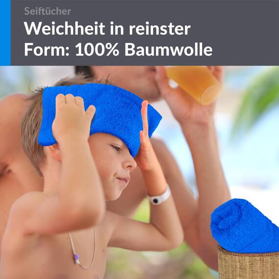 Lashuma Baby Waschlappen 30x30 cm, London 2er Set Jungen Seiftuch Karibik Blau, Flauschige Baumwolle, Ideal für das Baby und Kinder