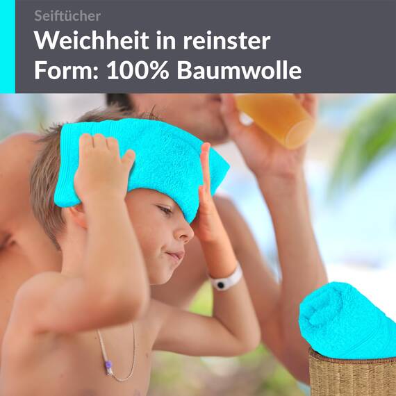 Lashuma 2X Frotteetücher Bad Türkis - Lagunen, London Waschlappen Baby 30x30 cm