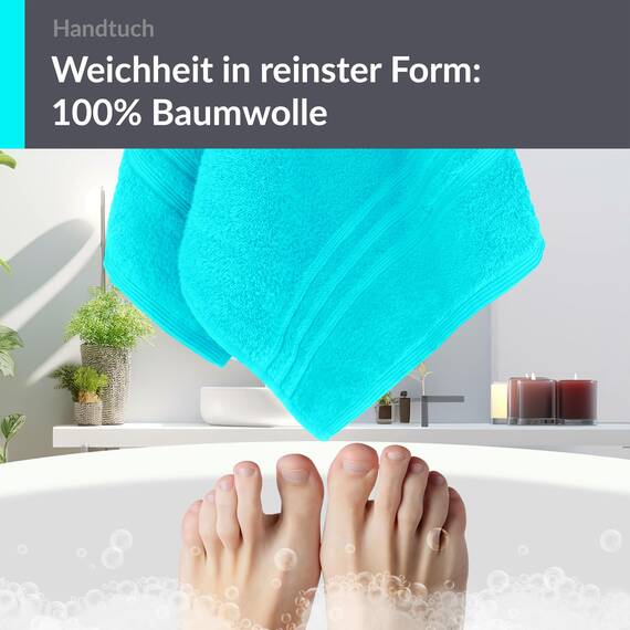 Lashuma 2er Handtuch Set 50x100 cm Türkis - Lagunen, London saugstarke Frotteehandtücher für Bad