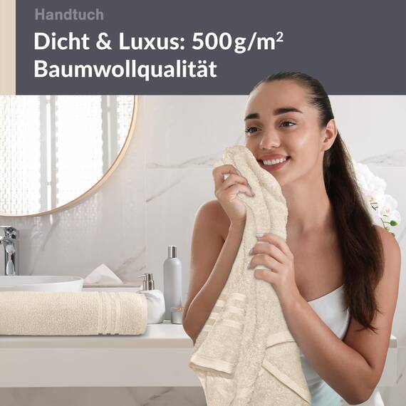 Lashuma Handtuch Set 50x100 cm Natur, London Flauschige Frottee Handtücher aus 100% Baumwolle, Perfekt für Männer und Frauen