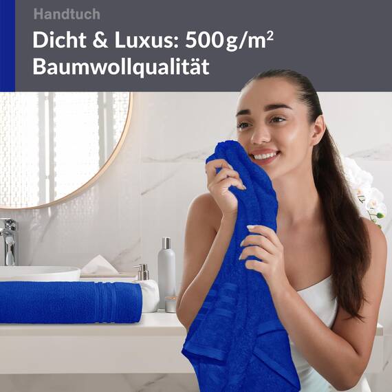 Lashuma Wellness Handtuch Set 50x100 cm aus hochwertiger Baumwolle Azur Blau, London Luxuriöses Handtuch Geschenkset für Damen, Ideal für Spa und Entspannung