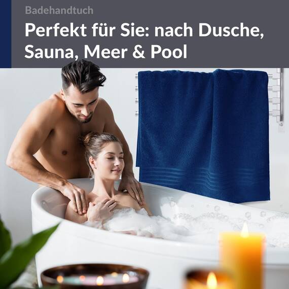 Lashuma Handtuch groß 100x150 cm, London saugstarkes XXL Frottee Duschtuch Blau - Marine