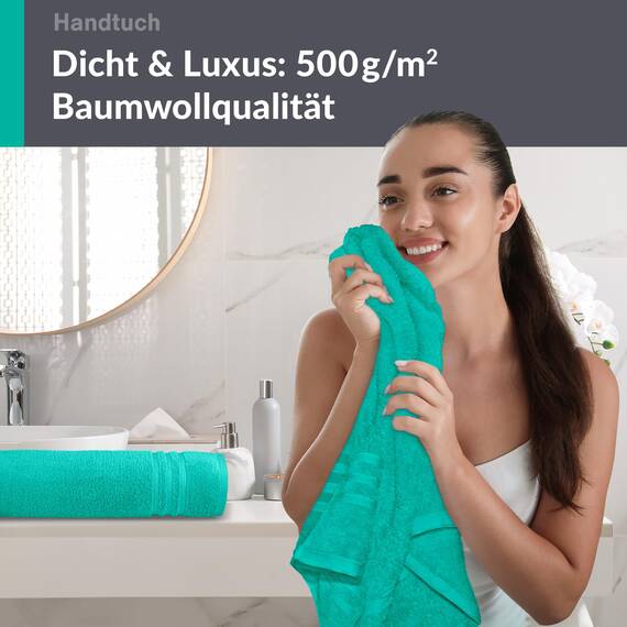 Lashuma Frottee Handtücher Set 50x100 cm Meeres Türkis, London Weiche Baumwolltücher, Perfekt für Strand, Bad und Wellness
