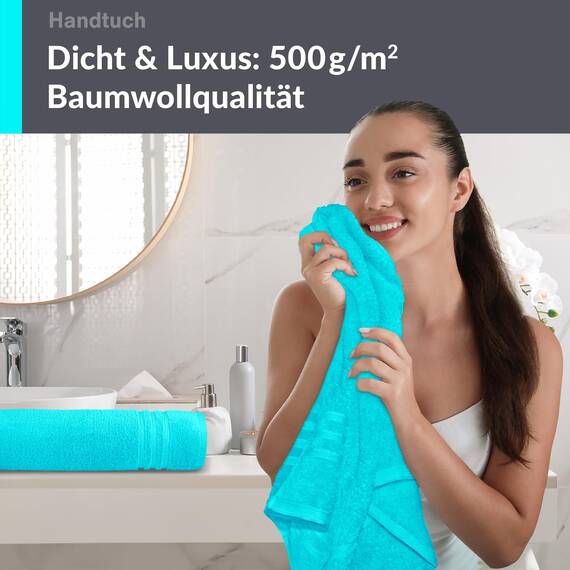 Lashuma 2er Handtuch Set 50x100 cm Türkis - Lagunen, London saugstarke Frotteehandtücher für Bad