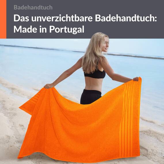 Lashuma Badetuch groß Orange - Clementinen, London Frottee XXL Duschtuch 100x150 cm
