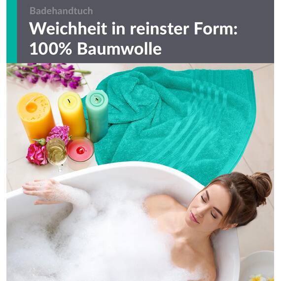 Lashuma Badetuch XXL 100x150 cm Baumwolle - Meeres Türkis, London Duschtuch luxuriöses Frottee Handtuch für Damen und Herren, Perfekt für Bad – Urlaub