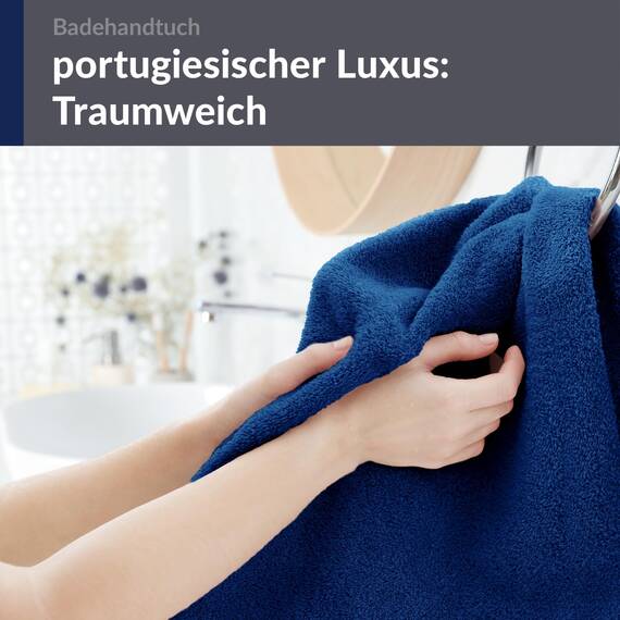 Lashuma Handtuch groß 100x150 cm, London saugstarkes XXL Frottee Duschtuch Blau - Marine