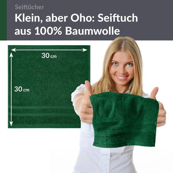 Lashuma Waschlappen Baby 30x30 cm aus Baumwolle, London Seiftücher 2er Set Tannengrün, Weich, Ideal für Baby und Kinderpflege