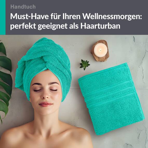 Lashuma Frottee Handtücher Set 50x100 cm Meeres Türkis, London Weiche Baumwolltücher, Perfekt für Strand, Bad und Wellness