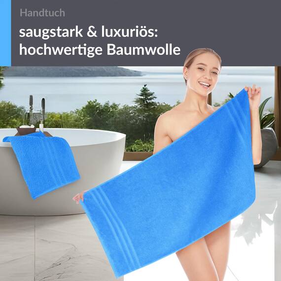 Lashuma Bad Handtuchset Baumwolle Blau - Capri, London 2X Kinder Handtuch 50x100 cm