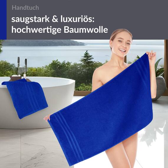 Lashuma Wellness Handtuch Set 50x100 cm aus hochwertiger Baumwolle Azur Blau, London Luxuriöses Handtuch Geschenkset für Damen, Ideal für Spa und Entspannung