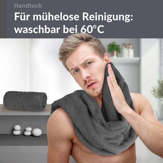 Lashuma Frottee Handtuch Set Grau - Anthrazit, London Baumwolle 2X Frottierhandtücher 50x100 cm