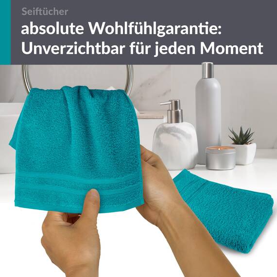 Lashuma 2er Set Waschlappen Frottee Grün - Nautic, London Badezimmer Gästetücher 30x30 cm