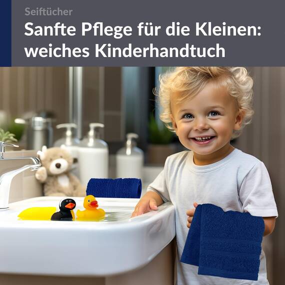 Lashuma 2X Handtuch 30x30 cm, London Flauschige Gesichtshandtücher Blau - Marine