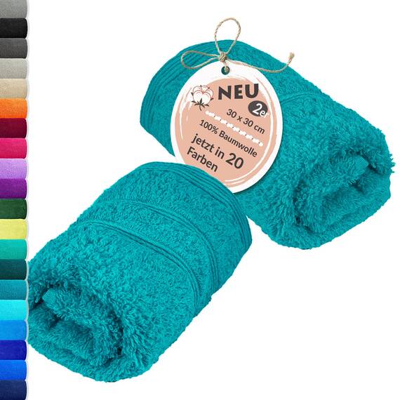 Lashuma 2er Set Waschlappen Frottee Grün - Nautic, London Badezimmer Gästetücher 30x30 cm