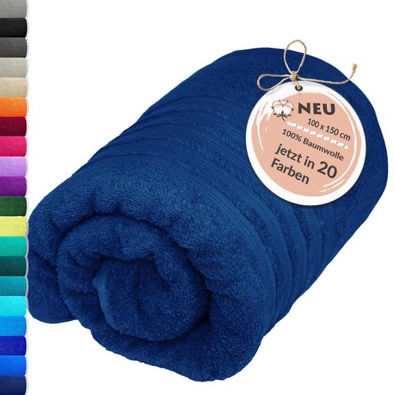 Lashuma Handtuch groß 100x150 cm, London saugstarkes XXL Frottee Duschtuch Blau - Marine