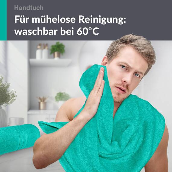 Lashuma Frottee Handtücher Set 50x100 cm Meeres Türkis, London Weiche Baumwolltücher, Perfekt für Strand, Bad und Wellness