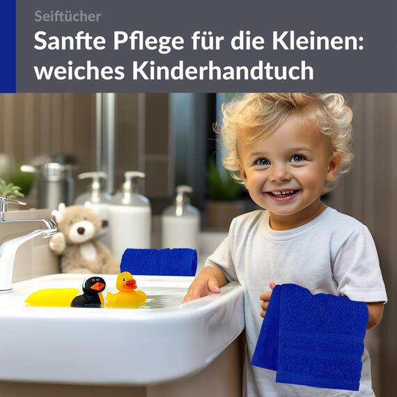 Lashuma Frottee Waschlappen Set 30x30 cm, London 2er Set Mini Handtücher Azur Blau, Weiche Kinderhandtuch aus Baumwolle