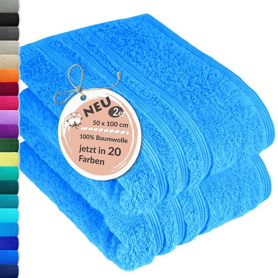 Lashuma Bad Handtuchset Baumwolle Blau - Capri, London 2X Kinder Handtuch 50x100 cm