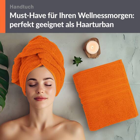 Lashuma Frottee Handtücher Set Orange - Clementinen, London 2X Flauschiges Handtuch 50x100 cm
