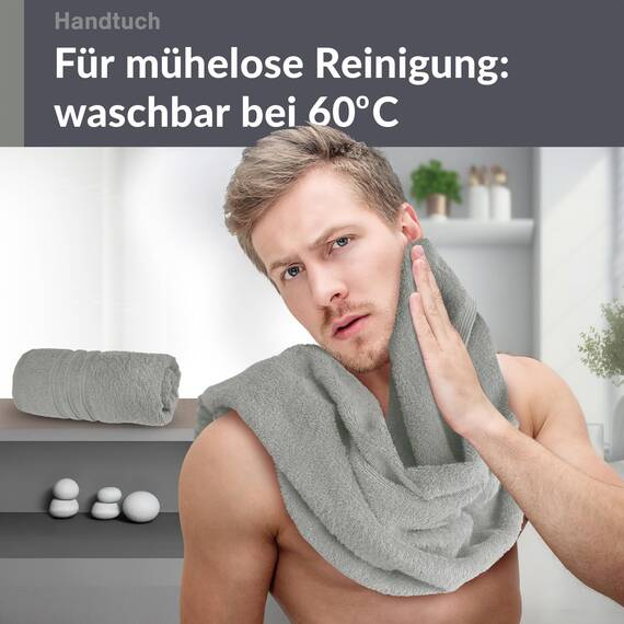 Lashuma Handtücher 50x100 cm 2er Set Grau - Stein, London Frottee Baumwollhandtücher Herren