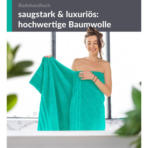 Lashuma Badetuch XXL 100x150 cm Baumwolle - Meeres Türkis, London Duschtuch luxuriöses Frottee Handtuch für Damen und Herren, Perfekt für Bad – Urlaub