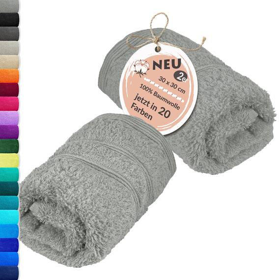 Lashuma kleines Handtuch Set 30x30 cm, London 2X Waschlappen Gesicht Grau - Stein