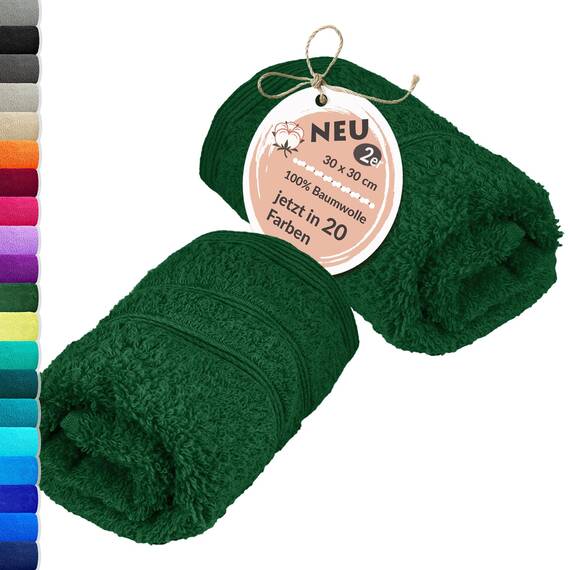 Lashuma Waschlappen Baby 30x30 cm aus Baumwolle, London Seiftücher 2er Set Tannengrün, Weich, Ideal für Baby und Kinderpflege